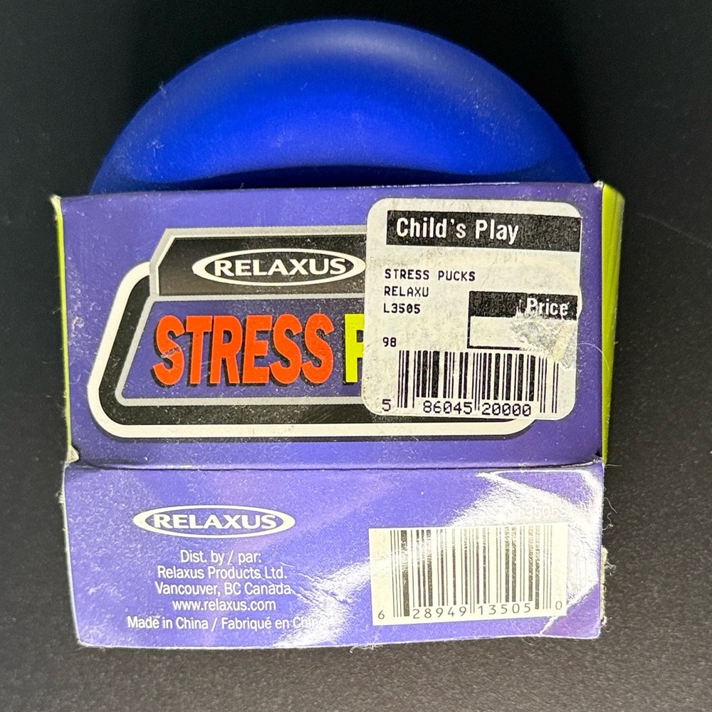 FREE w/purchase Relaxus Stress Puck NWT new in package PT stress relief Blue